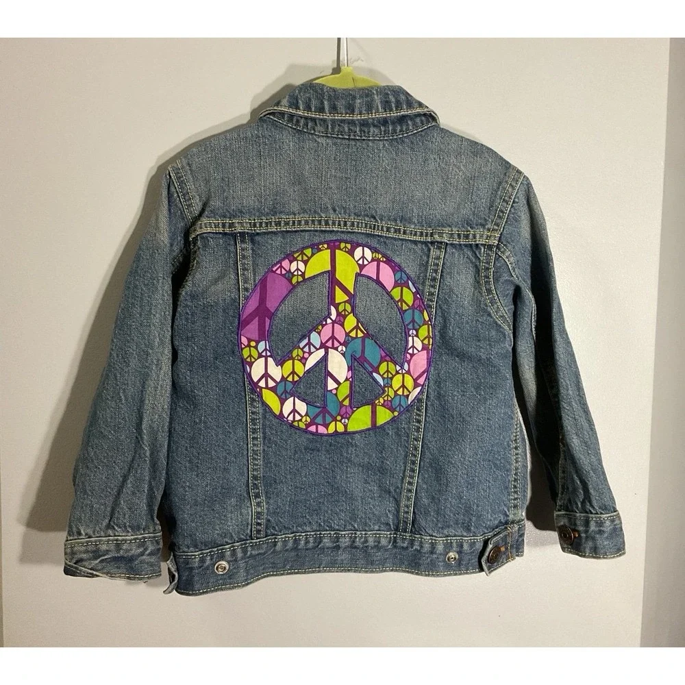 Custom made Peace‎ love hippie Oshkosh Jean Jacket girls size 4